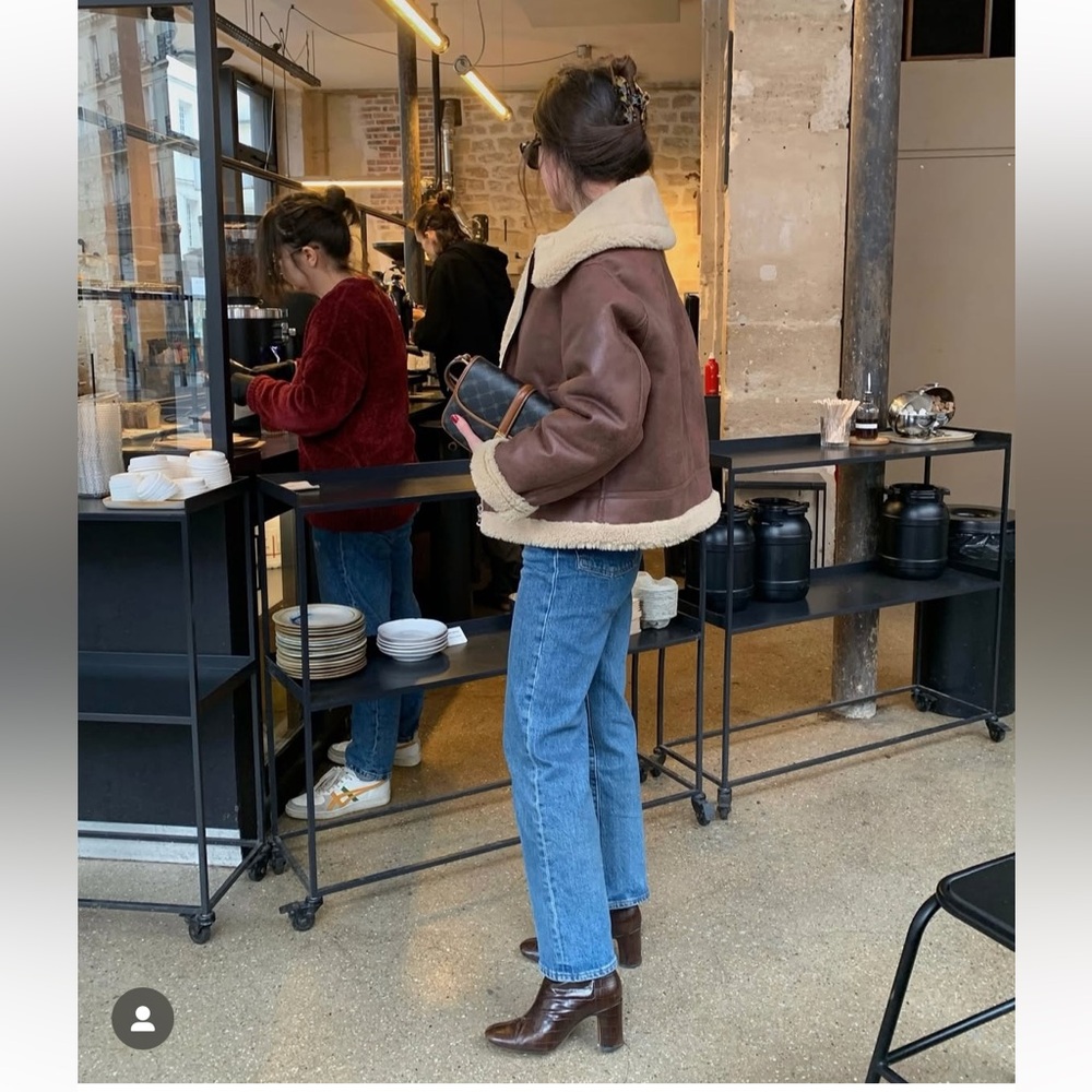 Mango Faux Fur Aviator jacket